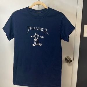 Junior, L Thrasher T- shirt, Navy blue with white lettering